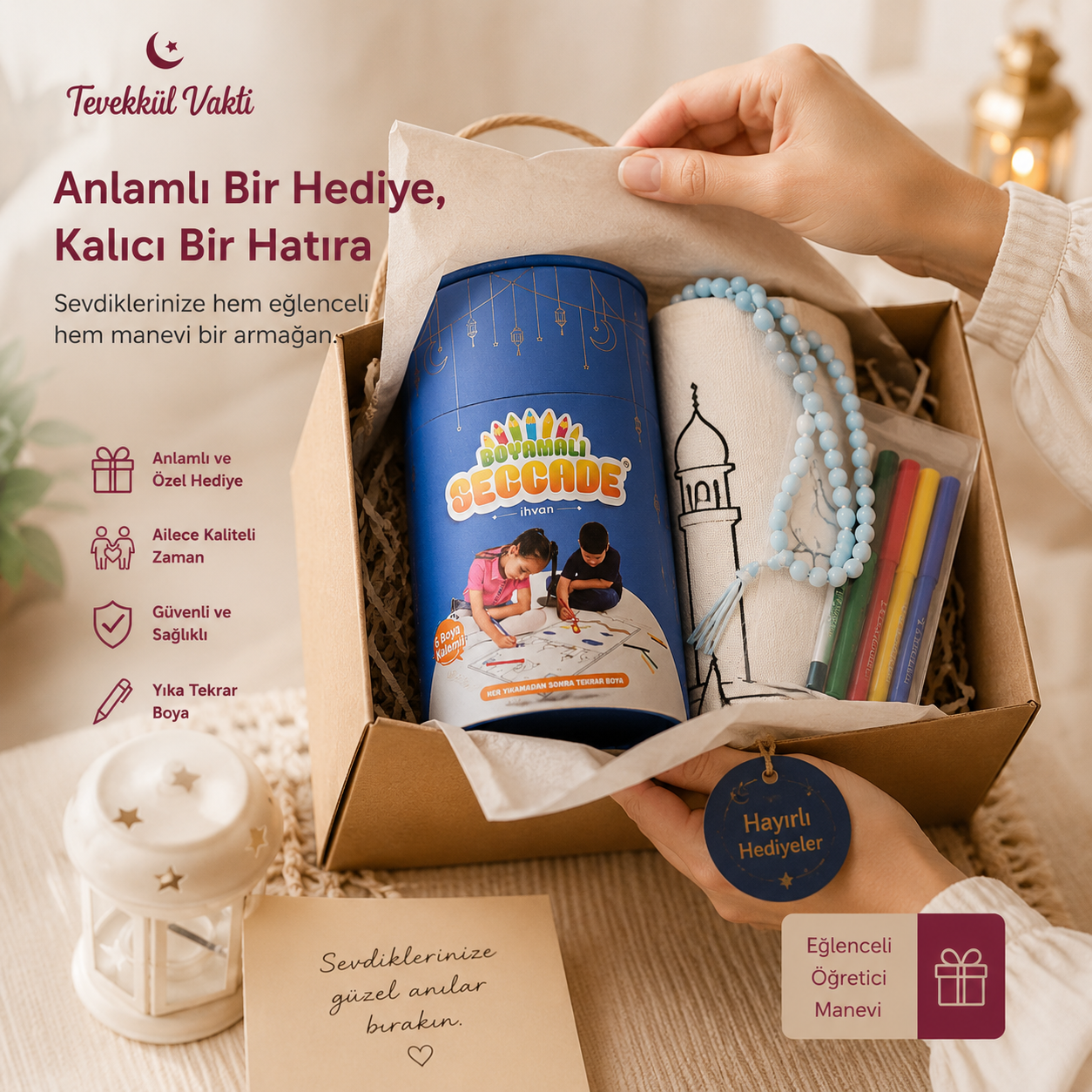 Boyamalı Yıkanabilir Eğitici Çocuk Seccadesi
