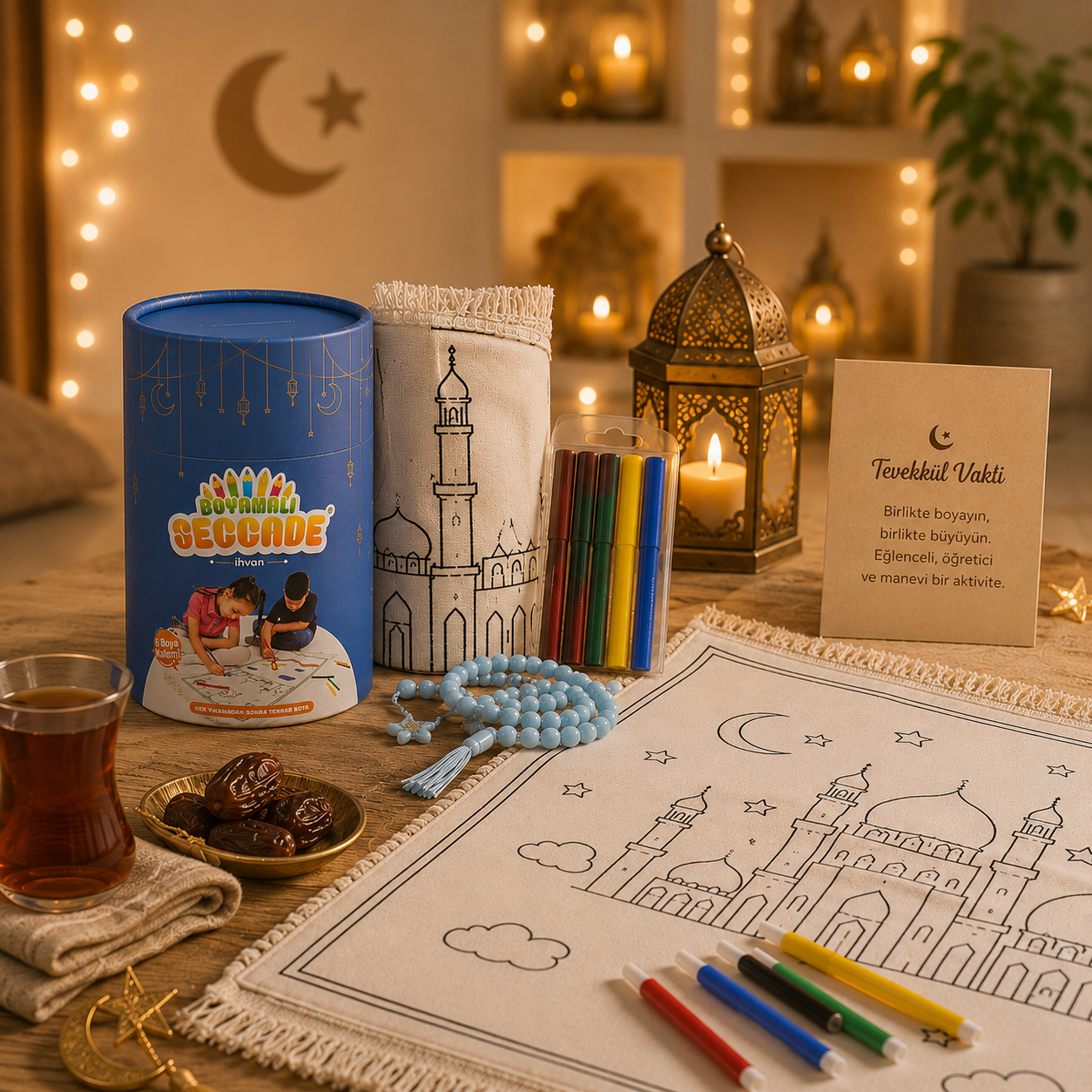 Boyamalı Yıkanabilir Eğitici Çocuk Seccadesi